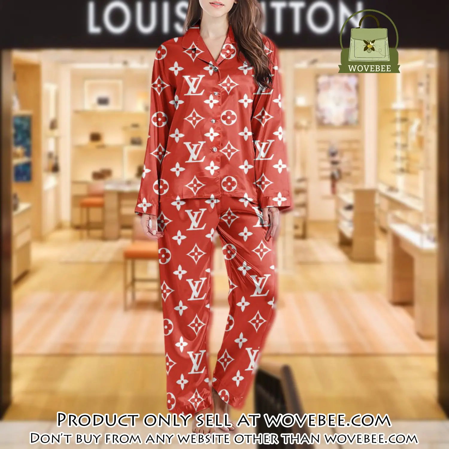 Lv monogram long satin pajama set pjs1010 wvb1353537